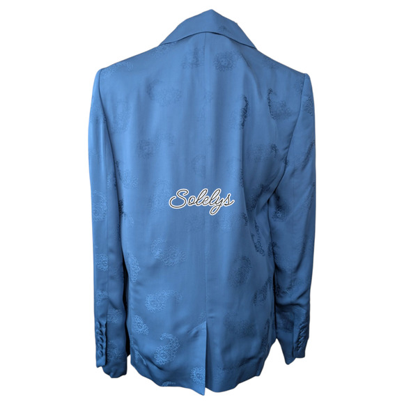 Zadig & Voltaire NWT Victor Jacquard Paisley 40 Large Blue Button Blazer Jacket - Picture 3 of 14